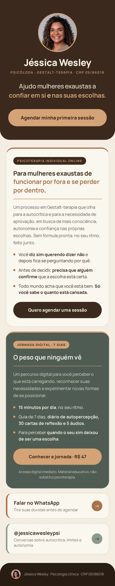 Site da bio da Jessica Wesley
